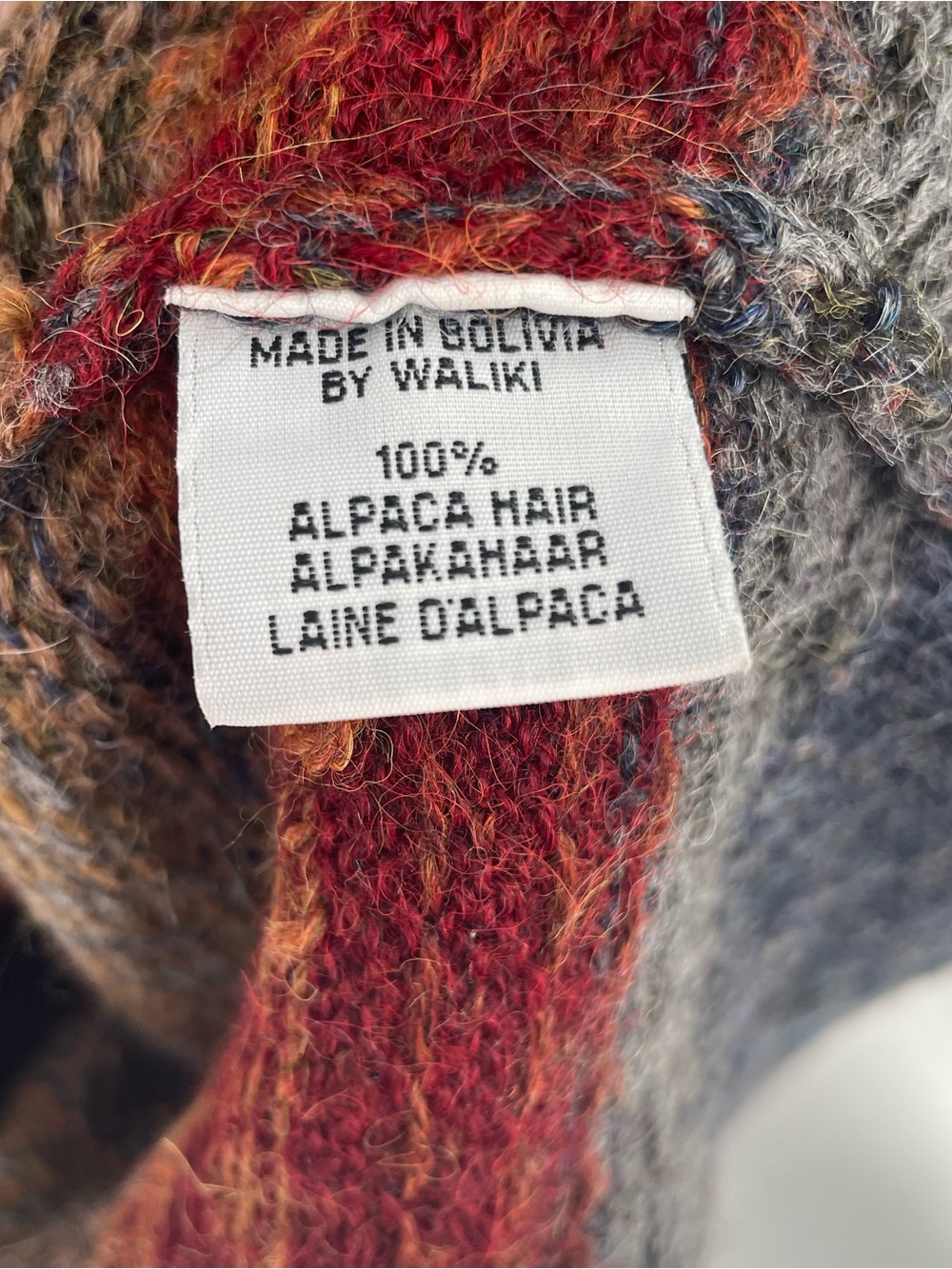 VTG Waliki 100% Alpaca Wool Quarter Zip Sweater XL Boho Geometric Grandpa Core - Picture 7 of 13